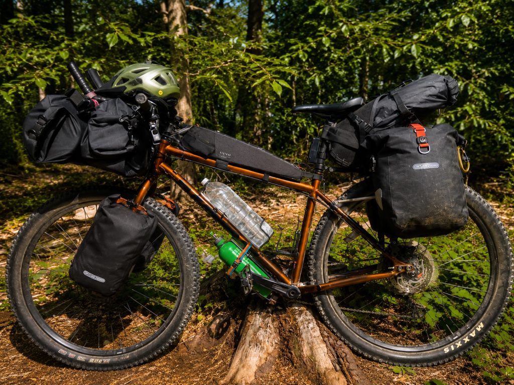 Loaded bikepacking touring bicycle
